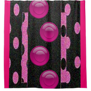 Pink black circles showercurtain shower curtain