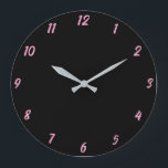 Pink Black Classy Elegant Custom Colour Cute Gift Large Clock<br><div class="desc">Printed in classy black and pink custom colour background! You may customise as you wish!</div>