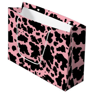 Pink Black Cow Skin Rodeo Animal Print Large Gift Bag