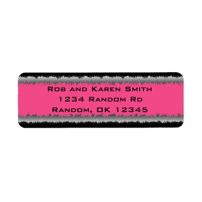Pink black customisable shredded labels (Front)