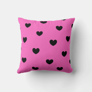 Pink Black Cute Cosy Modern Romantic Chic Heart  Cushion