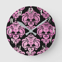 Pink & Black Damask Modern Personalised