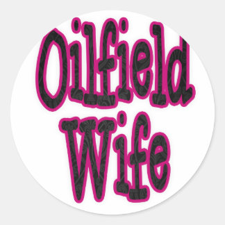 Pink/Black Damask Oilfield Wife Classic Round Sticker