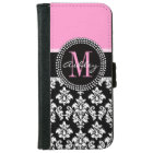 PINK, BLACK DAMASK, YOUR MONOGRAM ,YOUR NAME