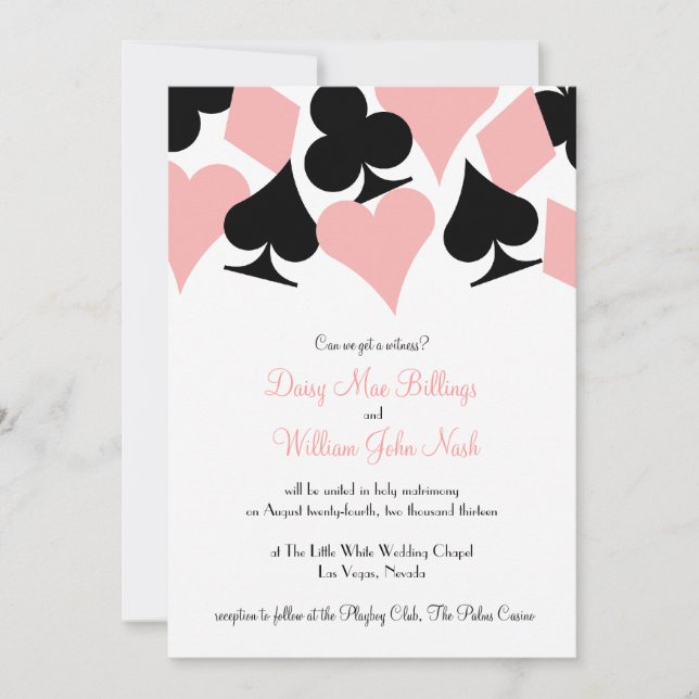 Pink & Black Destiny Las Vegas Wedding Invitation (Front)