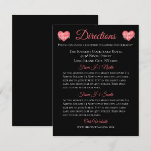 Pink & Black Details Directions Love Heart Forever Invitation