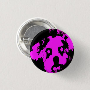 Pink Black Dog Small Round Button