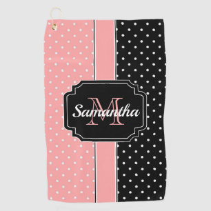 Pink & Black Dots Golf Towel
