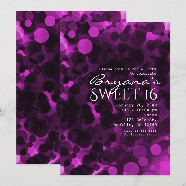 Pink & Black Dots Modern Chic Party Invitations (Front/Back)