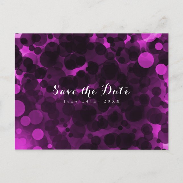 Pink & Black Dots Modern Party Save the Date Announcement Postcard (Front)