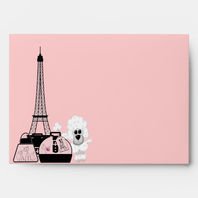 Pink Black Eiffel Tower Paris Envelope (Front)