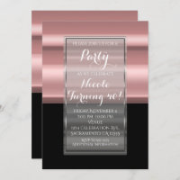 Pink & Black Elegant Birthday Party Invitations