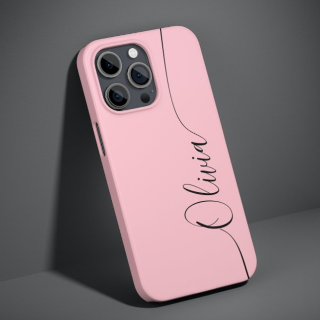 Pink Black Elegant Calligraphy Script Name iPhone Case (Creator Uploaded)