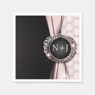 Pink & Black Elegant Luxury Wedding  Napkin