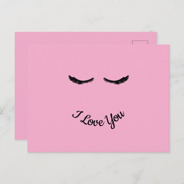 Pink Black Eyelashes Glam Personalised  Postcard (Front/Back)