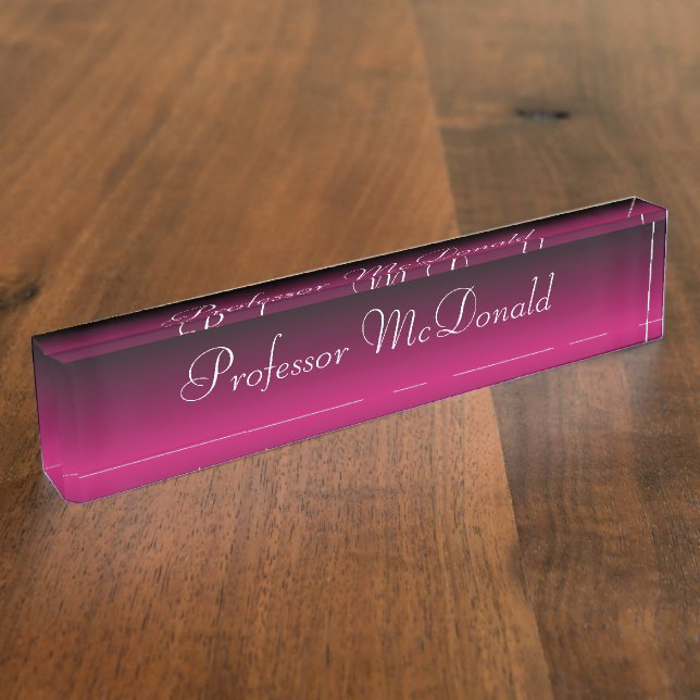 Pink black fade custom desk nameplate (Side)