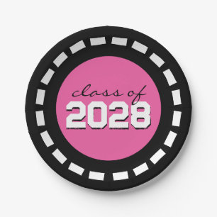 Pink & Black Filmstrip Class Year Graduation Paper Plate