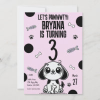 Pink & Black Fish Bones Puppy Dog Birthday Party 