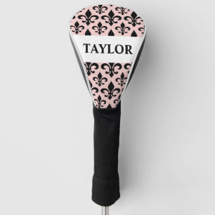 Pink Black Fleur De Lis Personalised Golf Head Cover