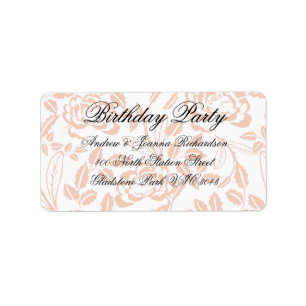 Pink & Black Floral Damask Address Label