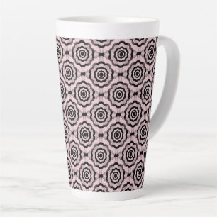 Pink Black Flower Seamless Pattern Latte Mug