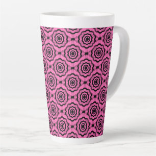 Pink Black Flower Seamless Pattern Latte Mug