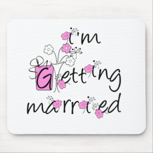 Pink/Black Flowers Getting Married Mouse Pad