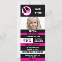 Pink Black Football Ticket Birthday Photo