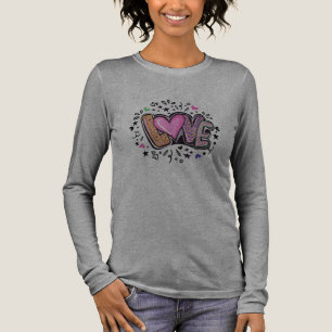 Pink Black Funky Modern Love Text Cutout T-Shirt Tri-Blend Shirt