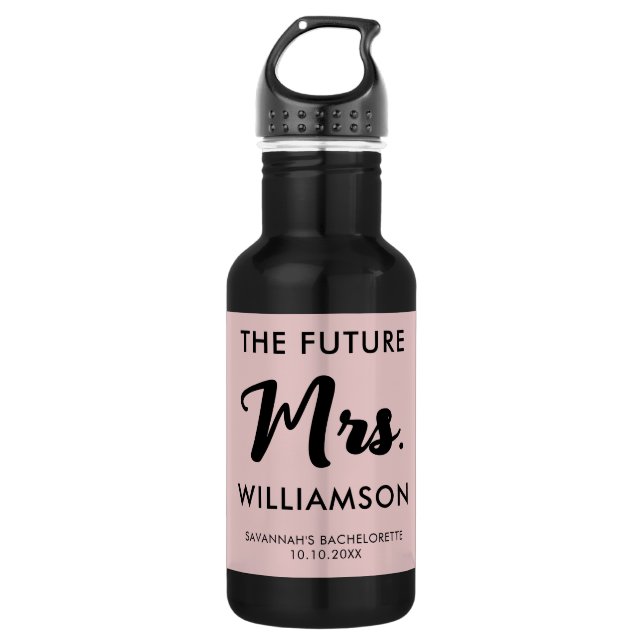 Pink Black Future Mrs Last Name Celebration Party 532 Ml Water Bottle (Front)