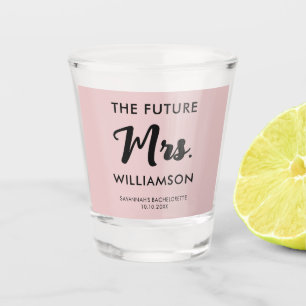 Pink Black Future Mrs Last Name Celebration Party Shot Glass