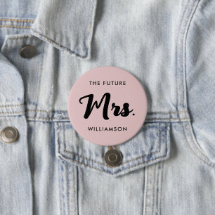 Pink Black Future Mrs Last Name Getting Married 7.5 Cm Round Badge
