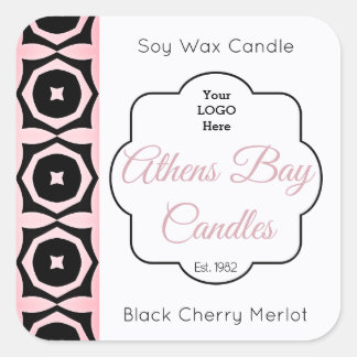 Pink & Black Geometric Candle Product Label