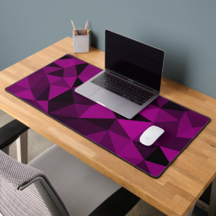 Pink black geometric mesh pattern desk mat