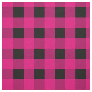 Pink Black Gingham Fabric