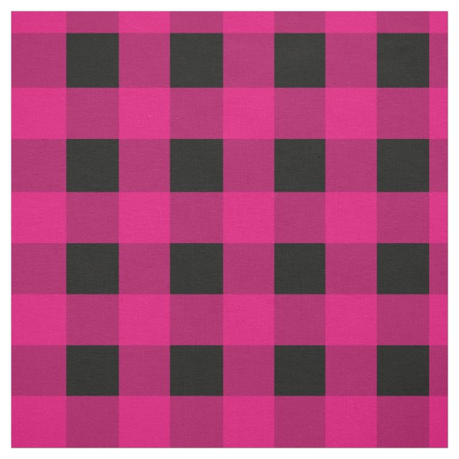 Pink Black Gingham Fabric (Swatch)
