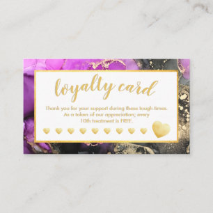 Pink Black Gold Foil Hearts Salon Loyalty Card