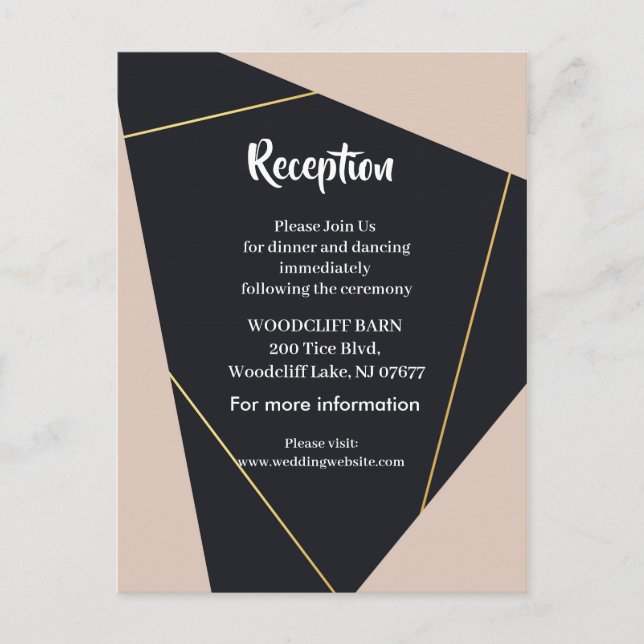 Pink black & gold geometric announcement postcard (Front)