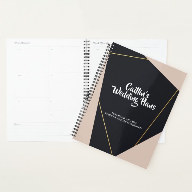 Pink black & gold geometric Wedding planner (Display)