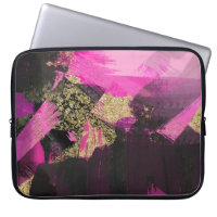 Pink Black Gold Glitter Modern Brush Glam Grunge