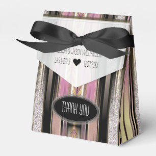 Pink Black Gold Vintage Pinstripes Party Favour Box