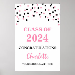 Pink Black Grad Party Custom 20x30 Poster