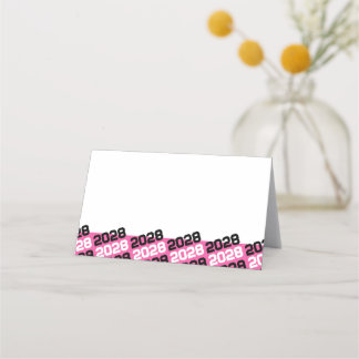 Pink & Black Graduation Year Folding Food or Place Card