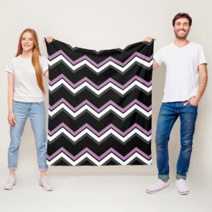Pink, black, grey and white Chevron Fleece Blanket