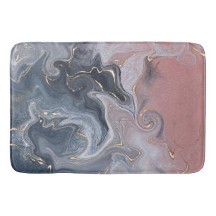 Pink Black Grey Decorative Watercolor Marble Bath Mat