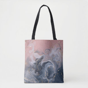 Pink Black Grey Decorative Watercolor Marble Leggi Tote Bag