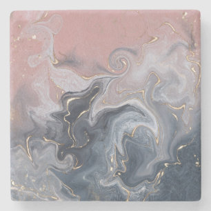  Pink Black Grey Decorative Watercolor Marble Stone Coaster
