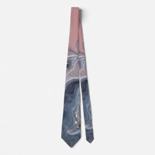 Pink Black Grey Decorative Watercolor Marble Tie