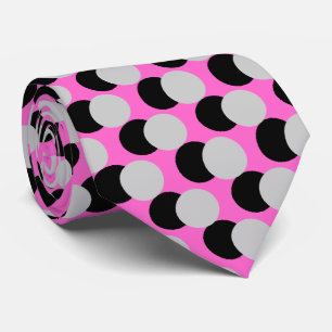 Pink Black Grey Polka Dots Pattern - Tie