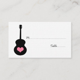 Pink/Black Guitar Heart Place Card